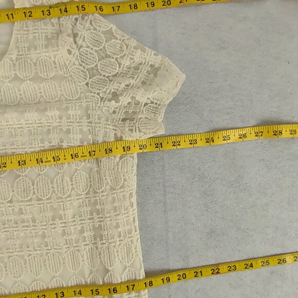 Madison, Cream, Ivory, Off White, Cotton Blend Lace, Lined Midi Dress Size L - Picture 9 of 12